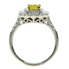 1.61CT WHITE & FANCY YELLOW DIAMOND 18KT 2 TONE GOLD 3D FLOWER ENGAGEMENT RING
