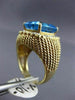 ESTATE LARGE 4.31CT DIAMOND & AAA BLUE TOPAZ 14KT TWO TONE GOLD HALO MESH RING