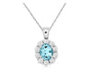.50CT DIAMOND & AAA AQUAMARINE 14KT WHITE GOLD 3D OVAL & ROUND FLOATING PENDANT