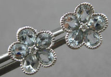 1.81CT DIAMOND & AAA AQUAMARINE 14KT WHITE GOLD PEAR SHAPE & ROUND STUD EARRINGS