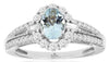 1.24CT DIAMOND & AAA AQUAMARINE 14K WHITE GOLD OVAL ROUND & BAGUETTE FLORAL RING