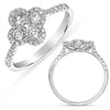 ESTATE .64CT DIAMOND 14KT WHITE GOLD 3D CLASSIC 4 LEAF CLOVER FLOWER LOVE RING