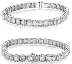 6.50CT DIAMOND 14K WHITE GOLD ROUND & BAGUETTE INVISIBLE SQUARE TENNIS BRACELET