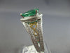3.08CT DIAMOND & AAA EMERALD 18KT 2 TONE GOLD PEAR SHAPE & ROUND ENGAGEMENT RING