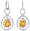 2.70CT DIAMOND & AAA CITRINE 14KT WHITE GOLD 3D PEAR SHAPE & ROUND LOVE EARRINGS
