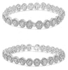 WIDE 10.11CT DIAMOND PLATINUM 3D OVAL & ROUND CLASSIC HALO CUFF BANGLE BRACELET