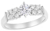 .51CT DIAMOND 14K WHITE GOLD 3D CLASSIC ROUND & BAGUETTE 6 PRONG ENGAGEMENT RING