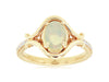 ESTATE 1.0CT DIAMOND & AAA OPAL 14KT YELLOW GOLD OVAL & ROUND DOUBLE V FUN RING