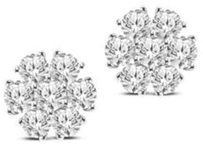 ESTATE .33CT DIAMOND 14KT WHITE GOLD 3D ROUND CLASSIC FLOWER STUD EARRINGS