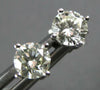 ESTATE .79CT DIAMOND 18KT WHITE GOLD 3D CLASSIC ROUND FOUR PRONG STUD EARRINGS