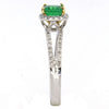 .90CT DIAMOND & AAA EMRERALD 18KT 2 TONE GOLD SQUARE SPLIT SHANK ENGAGEMENT RING