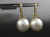 .44CT DIAMOND & AAA SOUTH SEA PEARL 18KT YELLOW GOLD 3D HUGGIE HANGING EARRINGS