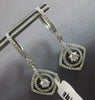 ESTATE 1.07CT DIAMOND 14K WHITE GOLD ROUND SOLITAIRE SQUARE FUN HANGING EARRINGS