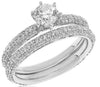 1.63CT DIAMOND 14KT WHITE GOLD ROUND MULTI ROW PAVE ENGAGEMENT WEDDING RING SET
