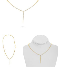 2.78CT DIAMOND 14KT YELLOW GOLD 3D CLASSIC GRADUATING BAR LARIAT TENNIS NECKLACE