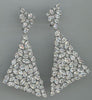20.07CT DIAMOND 18KT WHITE GOLD 3D MULTI SHAPE TRIANGULAR FUN HANGING EARRINGS