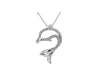 ESTATE .07CT DIAMOND 14KT WHITE GOLD 3D HAPPY DOLPHIN FLOATING PENDANT