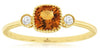 .61CT DIAMOND & AAA CITRINE 14KT YELLOW GOLD 3D CUSHION & ROUND FRIENDSHIP RING