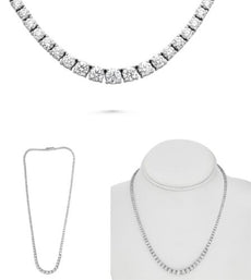 12.0CT DIAMOND 14KT WHITE GOLD CLASSIC ROUND GRADUATING ETERNITY TENNIS NECKLACE