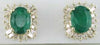 2.90CT DIAMOND & AAA EMERALD 14K YELLOW GOLD OVAL ROUND & BAGUETTE STUD EARRINGS