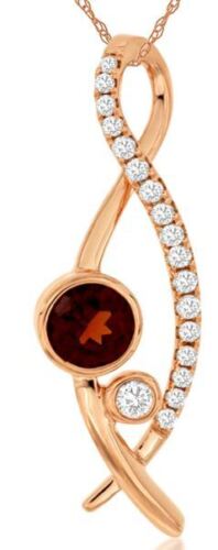 .36CT DIAMOND & AAA GARNET 14KT ROSE GOLD ROUND INFINITY BEZEL FLOATING PENDANT