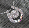 .50CT DANCING DIAMOND 14KT WHITE GOLD 3D LUCKY HORSESHOE FILIGREE PENDANT #27995