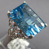 LARGE 9.55CT DIAMOND & AAA BLUE TOPAZ 14K WHITE GOLD 3D CUSHION & ROUND FUN RING