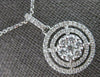 ESTATE .60CT DIAMOND 14KT WHITE GOLD CLUSTER FLOWER DOUBLE HALO FLOATING PENDANT