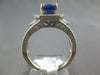 ESTATE LARGE 2.63CT DIAMOND & AAA SAPPHIRE 18KT WHITE GOLD OVAL ENGAGEMENT RING