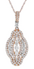 .92CT DIAMOND 18KT WHITE & ROSE GOLD 3D ELONGATED FLOWER FUN FLOATING PENDANT