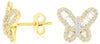 .60CT DIAMOND 14KT YELLOW GOLD 3D ROUND & BAGUETTE BUTTERFLY FUN STUD EARRINGS