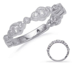 .51CT DIAMOND 14KT WHITE GOLD 3D 3 STONE FILIGREE PAST PRESENT FUTURE LOVE RING