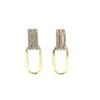 ESTATE .47CT DIAMOND 18K YELLOW GOLD 3D THREE ROW OPEN OVAL FUN HANGING EARRINGS