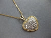 .48CT DIAMOND 14KT 2 TONE GOLD 3D ROUND PAVE HEART LOVE FLOATING PENDANT #27755
