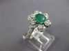 ESTATE 1.39CT DIAMOND & AAA EMERALD 14KT WHITE GOLD 3D ROUND FLOWER LOVE RING