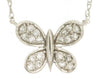 ESTATE .15CT DIAMOND 14KT WHITE GOLD 3D CLASSIC BUTTERFLY LOVE NECKLACE