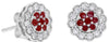 ESTATE .58CT DIAMOND & AAA RUBY 14KT WHITE GOLD 3D CLASSIC FLOWER STUD EARRINGS
