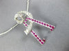 ESTATE 1.45CT DIAMOND & AAA RUBY 18K WHITE GOLD DOUBLE SWIRL TRIANGULAR NECKLACE