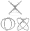 LARGE .41CT DIAMOND 14K WHITE GOLD 3D ROUND FLOWER CRISS CROSS INFINITY FUN RING
