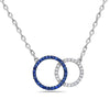 .43CT DIAMOND & AAA SAPPHIRE 18KT WHITE GOLD 3D DOUBLE CIRCULAR LOVE NECKLACE