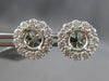 LARGE 1.08CT DIAMOND 18KT WHITE GOLD ROUND FLOWER HALO SEMI MOUNT STUD EARRINGS