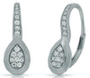 .18CT DIAMOND 14KT WHITE GOLD CLUSTER TEAR DROP FUN LEVERBACK HANGING EARRINGS