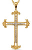.30CT DIAMOND 14KT YELLOW GOLD 3D ROUND CHANNEL FLORAL CROSS FLOATING PENDANT