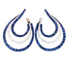 3.79CT DIAMOND & AAA SAPPHIRE 18K WHITE GOLD TEAR DROP SIDEWAYS HANGING EARRINGS