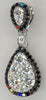 .52CT WHITE & BLACK DIAMOND 14KT WHITE GOLD 3D DOUBLE TEAR DROP FLOATING PENDANT