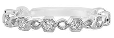.37CT DIAMOND 18K WHITE GOLD INFINITY HEXAGON FILIGREE MILGRAIN ANNIVERSARY RING
