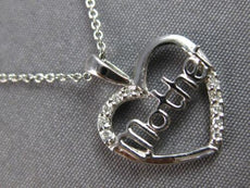 ESTATE .05CT DIAMOND 14KT WHITE GOLD 3D OPEN HEART MOTHER FUN FLOATING PENDANT