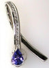 ESTATE 1.02CT DIAMOND & AAA TANZANITE 14KT WHITE GOLD TEAR DROP FLOATING PENDANT