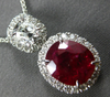 LARGE 3.62CT DIAMOND & AAA RUBY 18KT WHITE GOLD 3D OVAL HALO FLOATING PENDANT