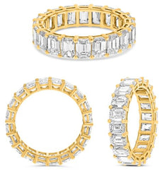 5.0CT DIAMOND 18K YELLOW GOLD EMERALD CUT ETERNITY WEDDING BAND ANNIVERSARY RING